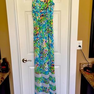 Lily Pulitzer Deanna Maxi Dress Sea soirée size small EUC